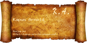 Kapus Arnold névjegykártya