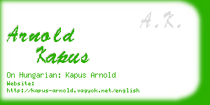 arnold kapus business card